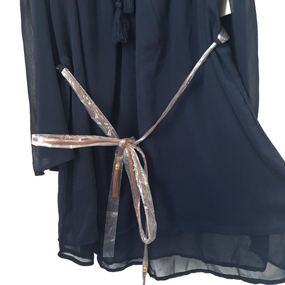 Purple Snow Navy Blue Cold Shoulder Dress - Size S - Picture 5 of 10